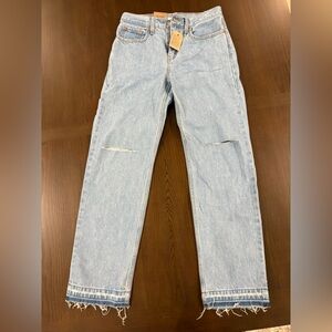 Levi's Light Blue Straight-Leg Jeans with Knee Slits